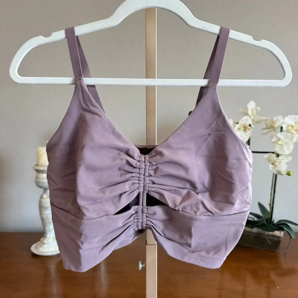 Athleta Cinch Longline Bra Floral Mauve Lavender M - Picture 7 of 8